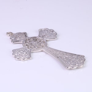 Large 46 mm Long Ornate Cross, Made From Solid Cast Silver