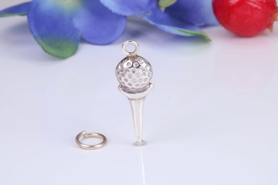 Golf Ball on Tee Charm Sterling Silver Golf Ball on Tee Charm Sterling Silver