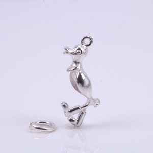 Walking Duck Charm, Traditional Charm, Made from Solid 925 Grade Sterling Silver, Complete with Attachment Link