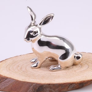 Rabbit Miniature Figurine, Made from Cast 925 Grade Sterling Silver with British Hallmark