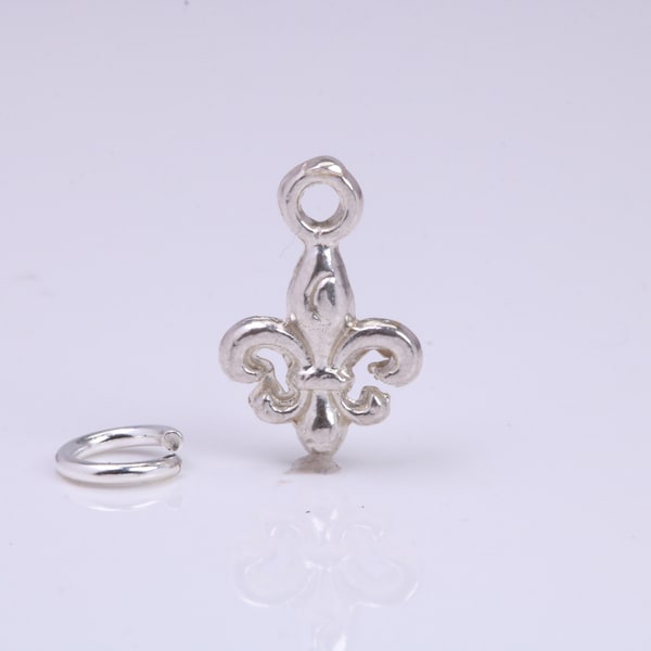 Fleur De Lis Charm, Traditional Charm, Made from Solid 925 Grade Sterling Silver, Complete with Attachment Link