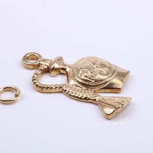 Perfume Bottle Charm, Traditional Charm, Made from Solid 9ct Yellow Gold, British Hallmarked, Complete with Attachment Link