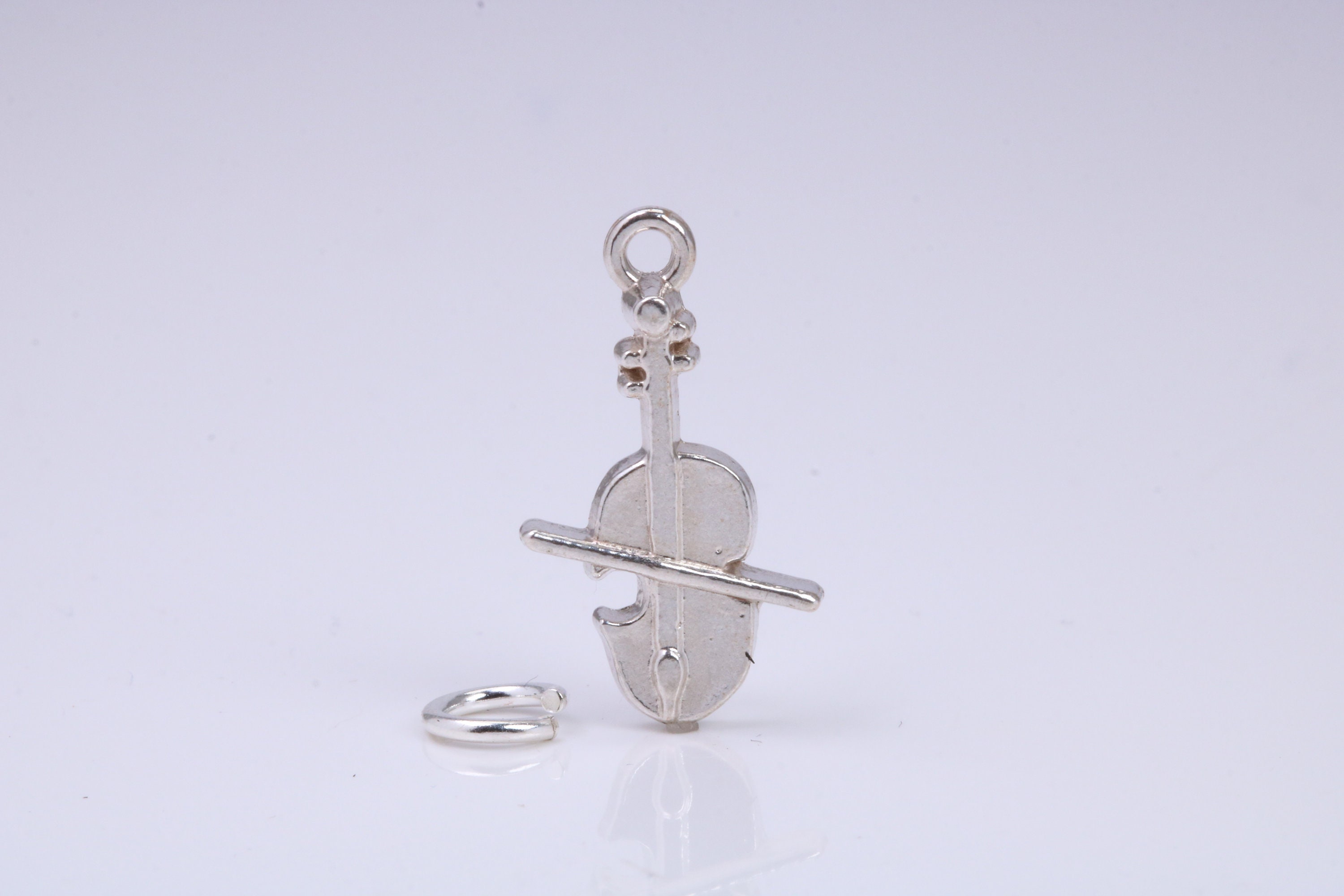 3D Violin Charm Pendant Necklace In Sterling Silver | Gold Boutique