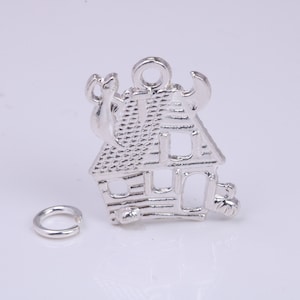 Haunted House Charm, Traditional Charm, Made from Solid 925 Grade Sterling Silver, Complete with Attachment Link