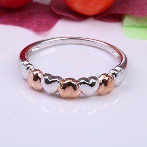 Love Hearts-ring, gemaakt van massief zilver, 18 kt geelgoud verguld, tweekleurig afgewerkt
