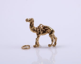 Arabian Camel Charm, Traditional Charm, Made from Solid 9ct Yellow Gold, British Hallmarked, Complete with Attachment Link