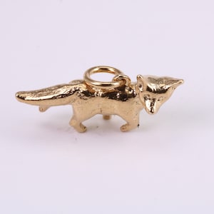 Fox Charm, Traditioneller Charm, Hergestellt aus Gelbgold, Britische Hallmarked, Komplett mit Befestigungslink