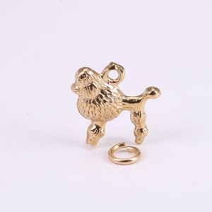 Poodle Dog Charm, Traditional Charm, Made from Solid Yellow Gold, British Hallmarked, Complete with Attachment Link