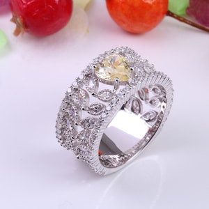 Very Dressy 10 mm wide Cubic Zirconia set Ring, Made from solid Silver