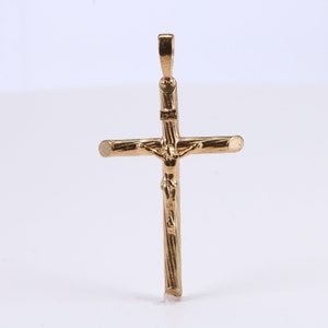 45 mm Long Gold Crucifix, Made from Solid Yellow Gold, British Hallmarked