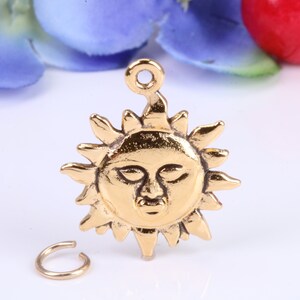 Sun Charm, Traditional Charm, Made from Solid Cast Yellow Gold, British Hallmarked