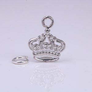 Dije de corona real, amuleto tradicional, hecho de plata esterlina sólida de grado 925, completo con enlace adjunto