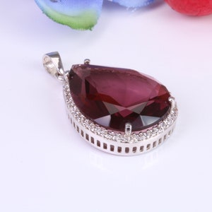 Real Amethyst set Large Sterling Silver Dressy Pendant