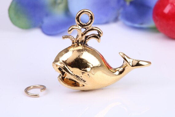 Pendentif Breloque Baleine En Or 18k émaillé - Poinçon Tête D'aigle - 1.7g - Occasion Proche Du Neuf