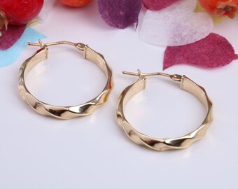 Pendientes criollos de aro redondo de 23 mm hechos de oro amarillo de 9ct