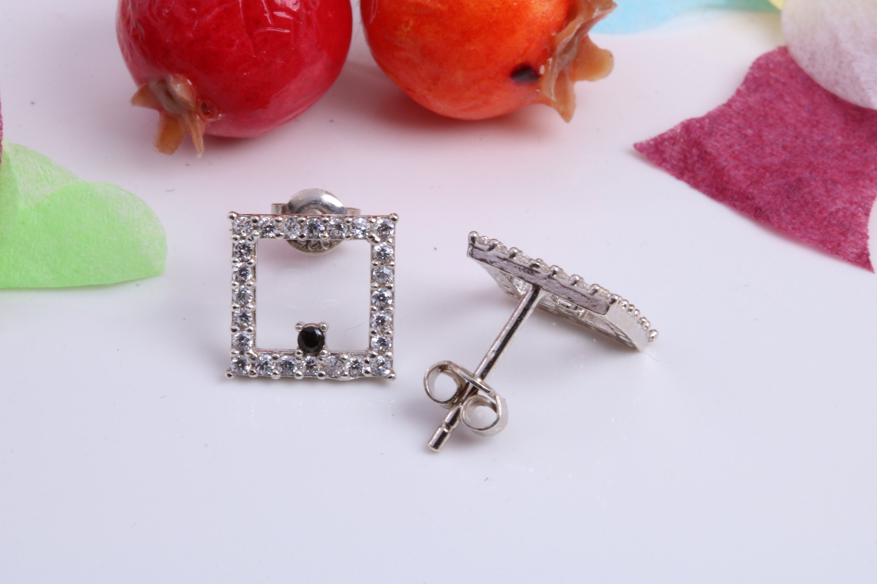 Square Stud Cubic Zirconia Set Earrings Very Dressy Made From