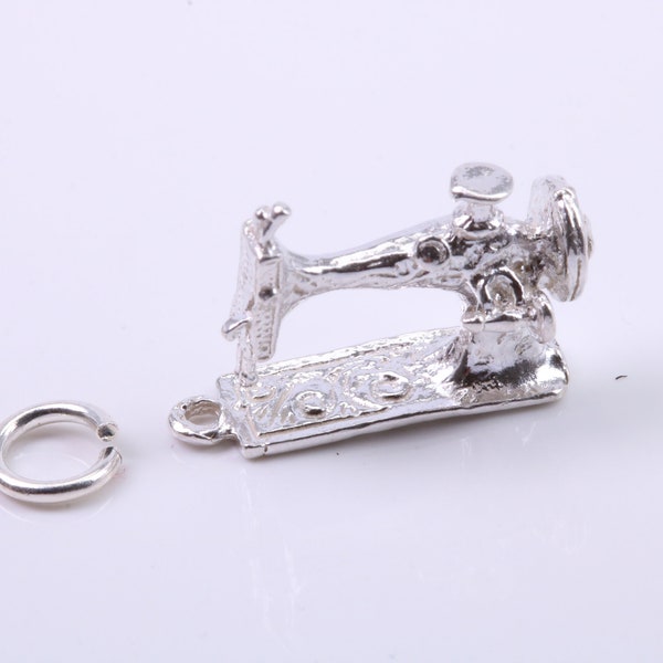 Sewing Machine Charm, Traditional Charm, Made from Solid 925 Grade Sterling Silver, Complete with Attachment Link