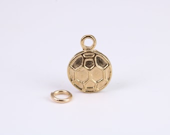 Encanto de bola de pie, encanto tradicional, hecho de oro amarillo macizo, con sello británico, completo con enlace adjunto