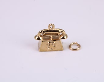 Vintage Phone Charm, Made From Solid Cast Yellow Gold with British Hallmark, Complete with Attachment Link