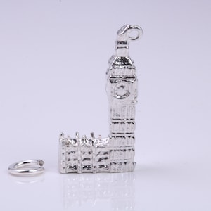 Iconic London Big Ben Charm, Traditional Charm, Made from Solid 925 Grade Sterling Silver, Complete with Attachment Link