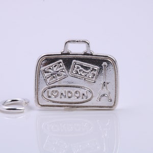 Reiskoffer Charm, traditionele charme, gemaakt van massief 925 grade sterling zilver, compleet met bevestigingslink