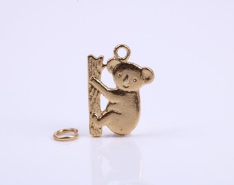 Koala Bear Charm, Traditional Charm, Made from Solid 9ct Yellow Gold, British Hallmarked, Complete with Attachment Link