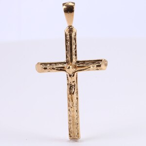 Large 53 mm Long Gold Crucifix, Made from Solid Yellow Gold, British Hallmarked