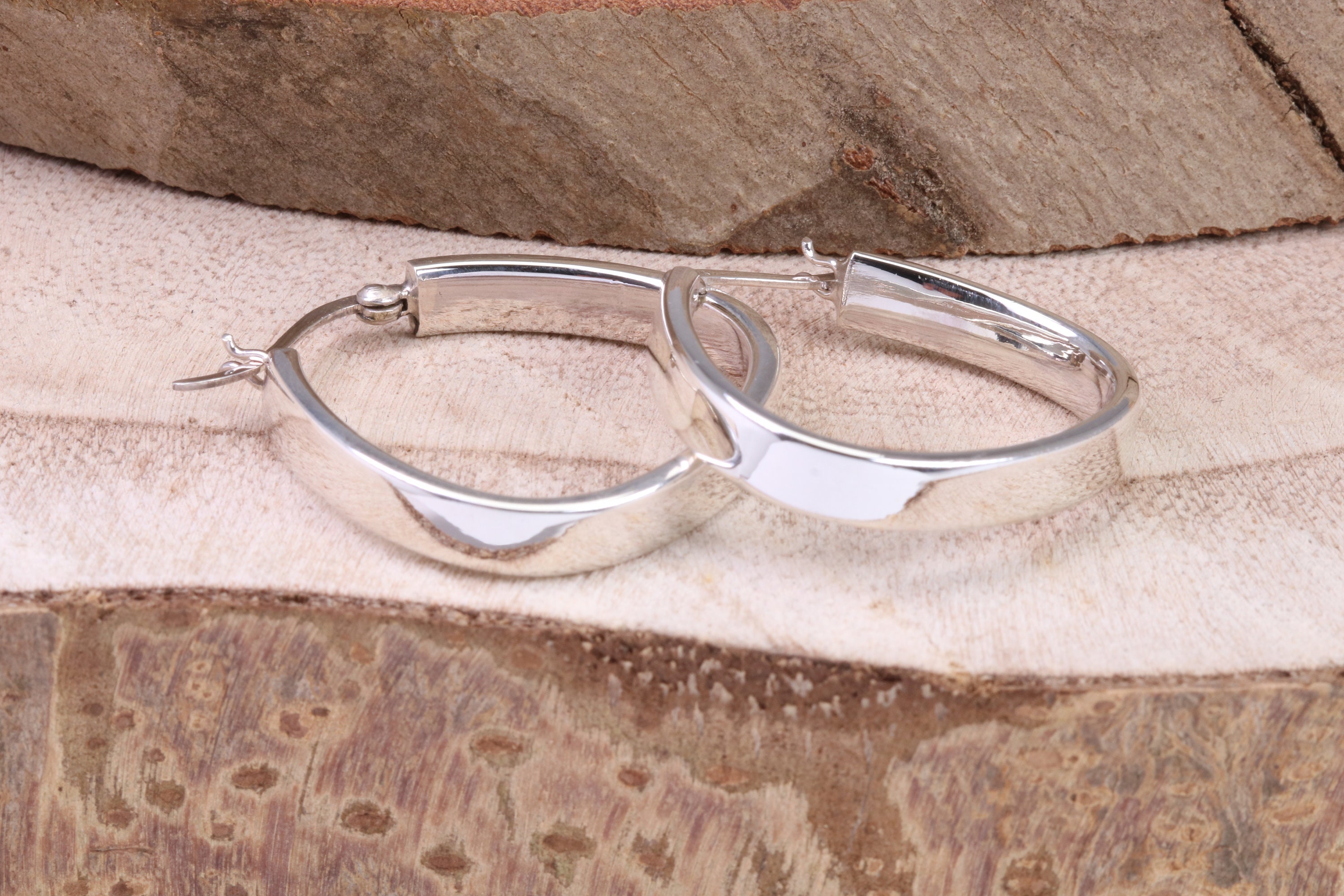 Orecchini a cerchio creoli in argento sterling 925, 13 mm x 18 mm, in confezione regalo - Italia