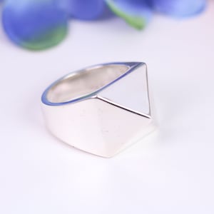 Small and heavy Pyramid ring, made from solid cast silver, British Hallmarked