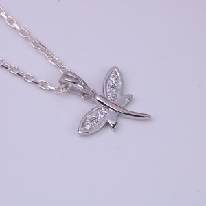 Dragon Fly Cubic Zirconia set Necklace, made from solid Sterling Silver