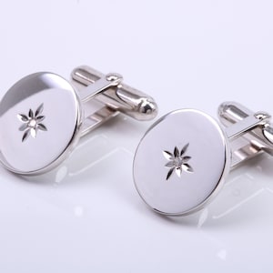 Natural Diamond set Solid Silver Cufflinks