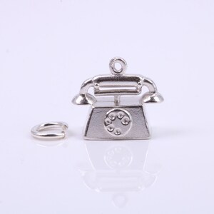 Vintage Phone Charm, Traditional Charm, Made from Solid 925 Grade Sterling Silver, Complete with Attachment Link