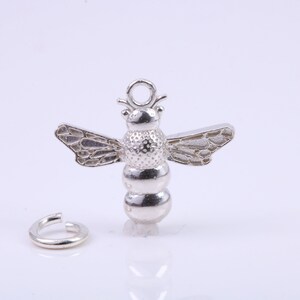 Bumble Bee Charm, Traditional Charm, Made from Solid 925 Grade Sterling Silver, Complete with Attachment Link