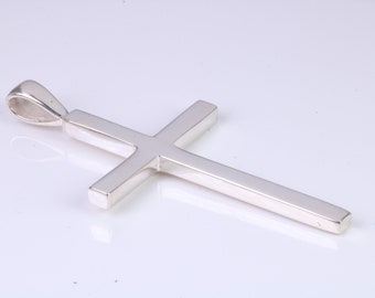 Very Large 50 mm Long Chunky Cross, High Polished Finish, Made From Solid Cast Silver, British Hallmarked