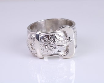 Large and heavy Buckle ring, made from solid cast silver, British Hallmarked