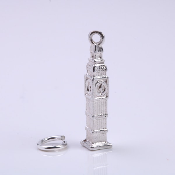 Iconic London Big Ben Charm, Traditional Charm, Made from Solid 925 Grade Sterling Silver, Complete with Attachment Link