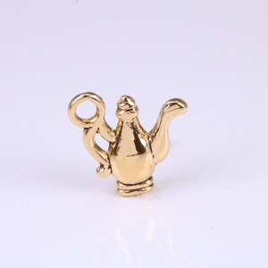 Teapot Charm, Made from Solid Cast Yellow Gold, British Hallmarked