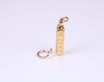 Iconic London Big Ben Charm, Made from Solid Cast Yellow Gold, British Hallmarked