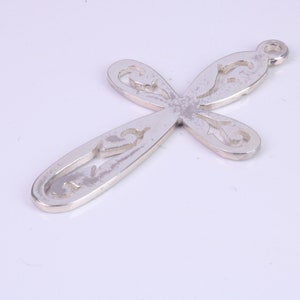 40 mm Long Patterned Cross, Made From Solid Cast Silver