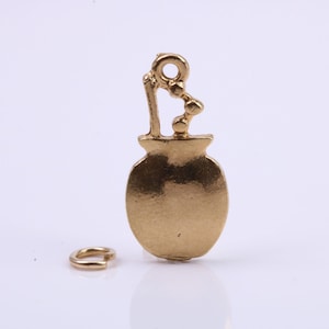 Cooking Pot Charm, Made from Solid Cast Yellow Gold, British Hallmarked