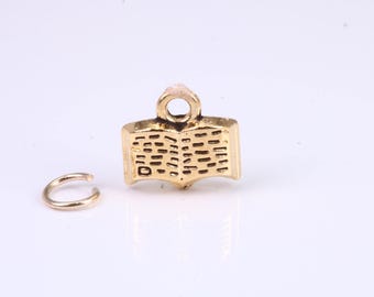 Book Charm, Made from Solid Cast Yellow Gold, British Hallmarked