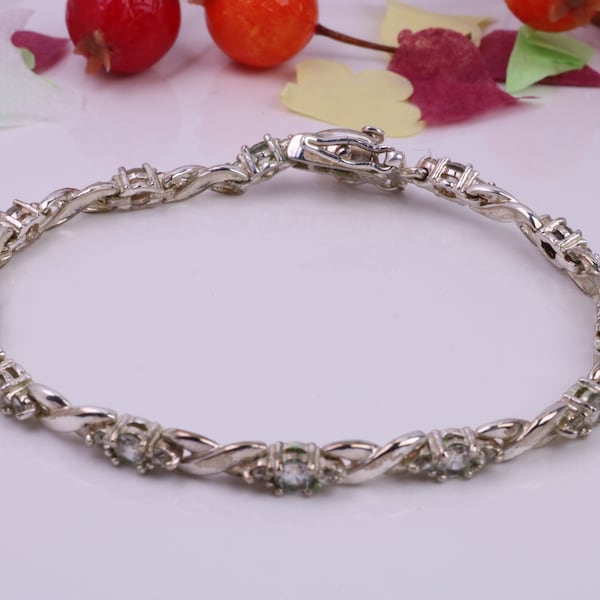 Cubic Zirconia set Tennis Bracelet, made from solid Sterling Silver, Platinum and Diamond Look for a Fraction of the cost