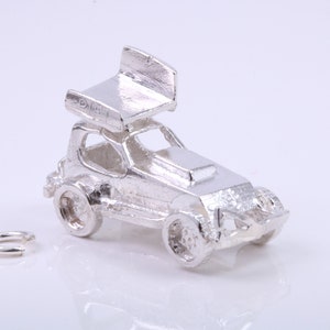 Stock Car Anhänger, traditioneller Anhänger, aus massivem 925er Sterlingsilber, komplett mit Befestigungslink