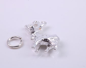 Charme Bracelet Vintage Argent Sterling 925 - DOE FAWN 2,1 G - 2,4 Cm - Occasion Bon état