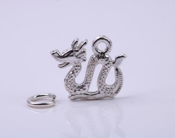 Chinese Dragon Charm, Traditional Charm, Made from Solid 925 Grade Sterling Silver, Complete with Attachment Link