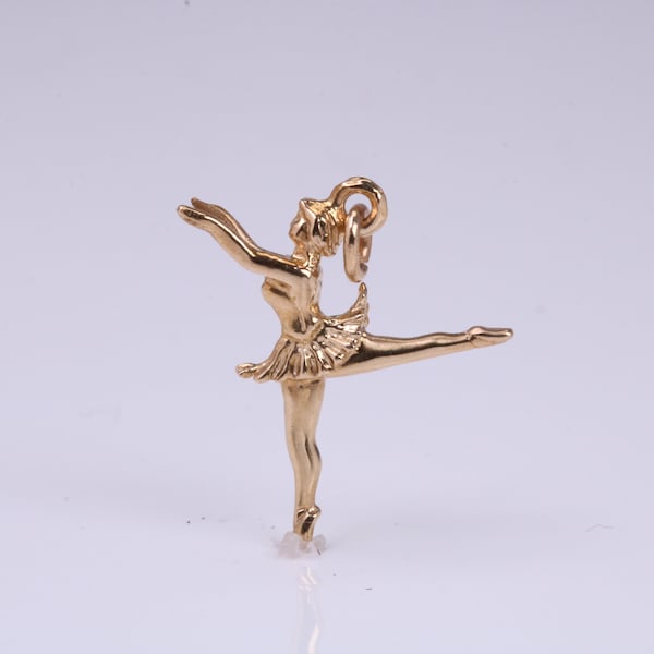 Charm ballerine, fabriqué à partir d'or jaune massif 9 carats, poinçonné britannique et complet avec lien de fixation