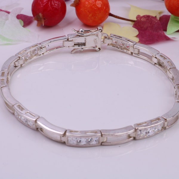 Cubic Zirconia set Tennis Bracelet, made from solid Sterling Silver, Platinum and Diamond Look for a Fraction of the cost