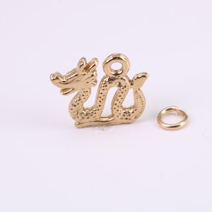 Chinese Dragon Charm, Traditional Charm, Made from Solid Yellow Gold, British Hallmarked, Complete with Attachment Link