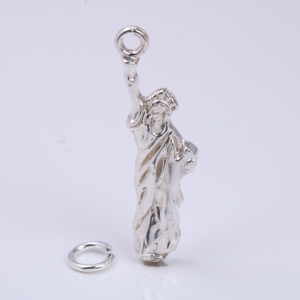 Charme de la Statue de la Liberté, charme traditionnel, fabriqué en argent sterling massif de qualité 925, avec lien de fixation