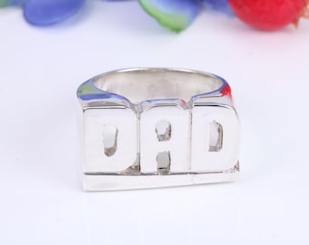 【bighugclub】DAD ring 10kt Yellow Gold Mens Diamond BEST DAD Band Ring | Splendid